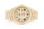 ICED OUT WATCHES ROLEX DAY-DATE 40MM AUTOMATIC YELLOW GOLD MOISSANITE 20.30CT
