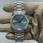 Lady Rolex DAY-DATE 36 128396TBR Ice Blue Baguette Index Replica - Image 5
