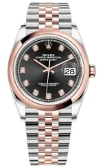 Rolex Datejust 36 Steel & Everose Gold Black Diamond Dial Women's Watch M126201-0019