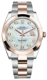 Rolex Datejust 41 Steel and Everose Gold Mother of Pearl Diamond Dial Men's Watch M126301-0013