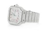 ICED OUT CARTIER WATCH 40MM STEEL FULL MOISSANITE RED ROMAN DIAL - Image 2