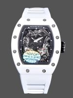 Richard Miller RM 057 NTPT Carbon Fiber White Rubber Strap