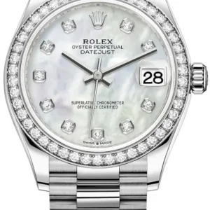 Rolex Datejust 31 White Gold Mother-of-Pearl Diamond Dial Diamond Bezel Women's Watch M278289RBR-0005
