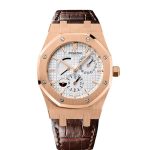 Audemars Piguet Royal Oak Dual Time 39mm Watch - Ref: 26120OR.OO.D088CR.01 - White Dial in 18K Rose Gold Case