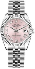 Rolex Datejust 31 Stainless Steel and White Gold Pink Roman Dial Women's Watch M278274-0020