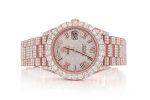 ROLEX DAYDATE 40MM ROSE GOLD AUTOMATIC STAINLESS STEEL WATCH FULL ICED MOISSANITE 24.00CT