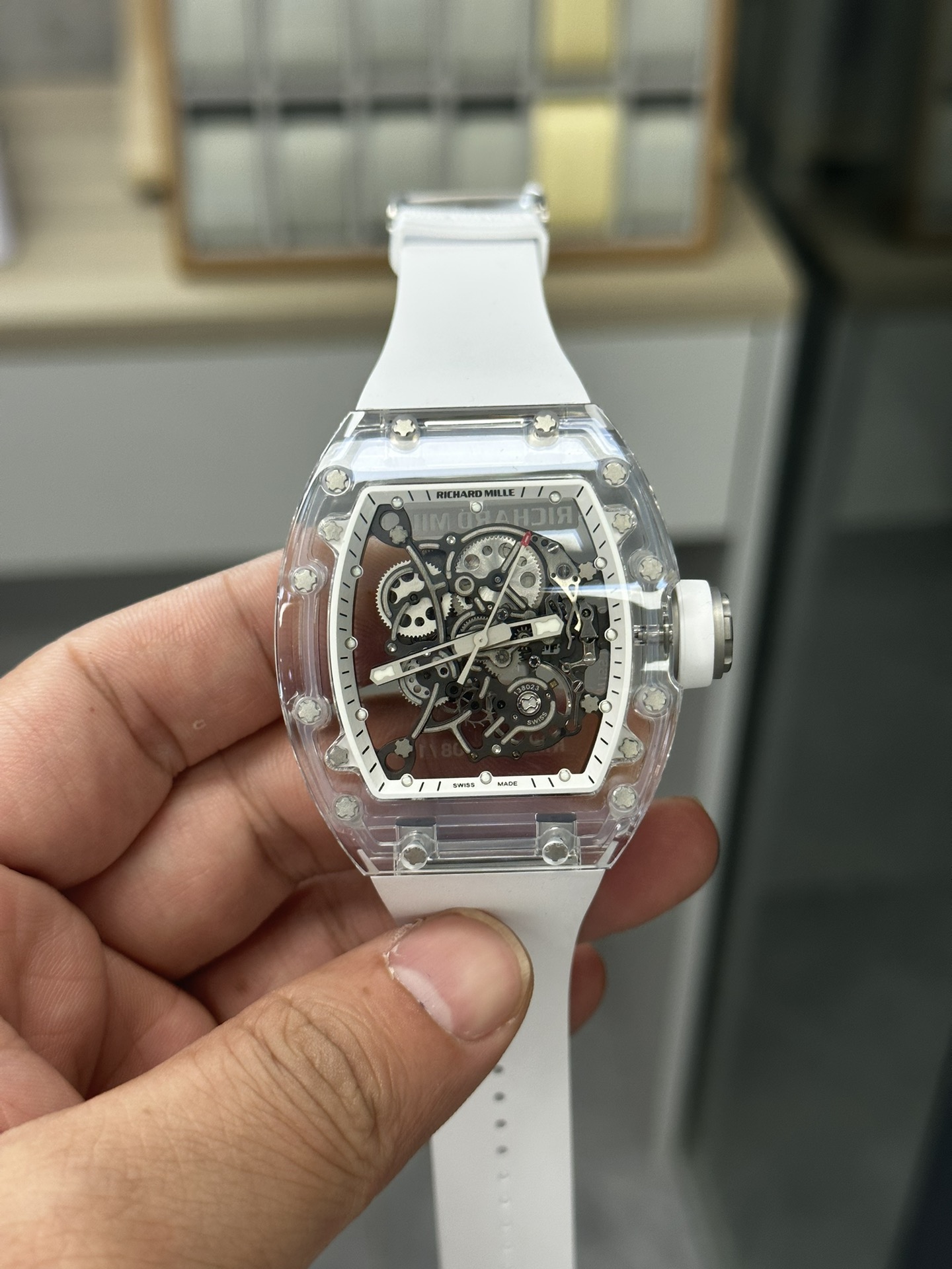 21FC5851-8496-0FB7-F366-06B69B57F983 Richard Mille RM055 Transparent Case Skeleton Dial - Image 1