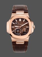 Patek Philippe Nautilus Moon Phases Rose & White Gold Slate Brown Dial 5712GR 001