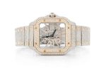 CARTIER SKELETON WATCH ICED OUT 40MM TWO TONE STEEL VVS MOISSANITE