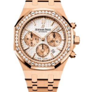 Audemars Piguet Royal Oak 26315OR.ZZ.1256OR.01 Chronograph Rose Gold Silver Dial Diamond Bezel
