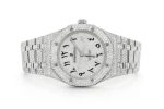 AUDEMARS PIGUET ICED OUT ROYAL OAK 41MM STAINLESS STEEL HEBREW DIAL SILVER VVS MOISSANITE WATCH