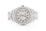 ROLEX DATEJUST ICED OUT 41MM SILVER HEBREW DIAL AUTOMATIC STAINLESS STEEL 23.50CT