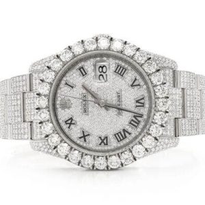 CHEAP ICED OUT WATCHES ROLEX DATEJUST 36MM AUTOMATIC STAINLESS STEEL WATCH FULL MOISSANITE WATCH 20.50CT