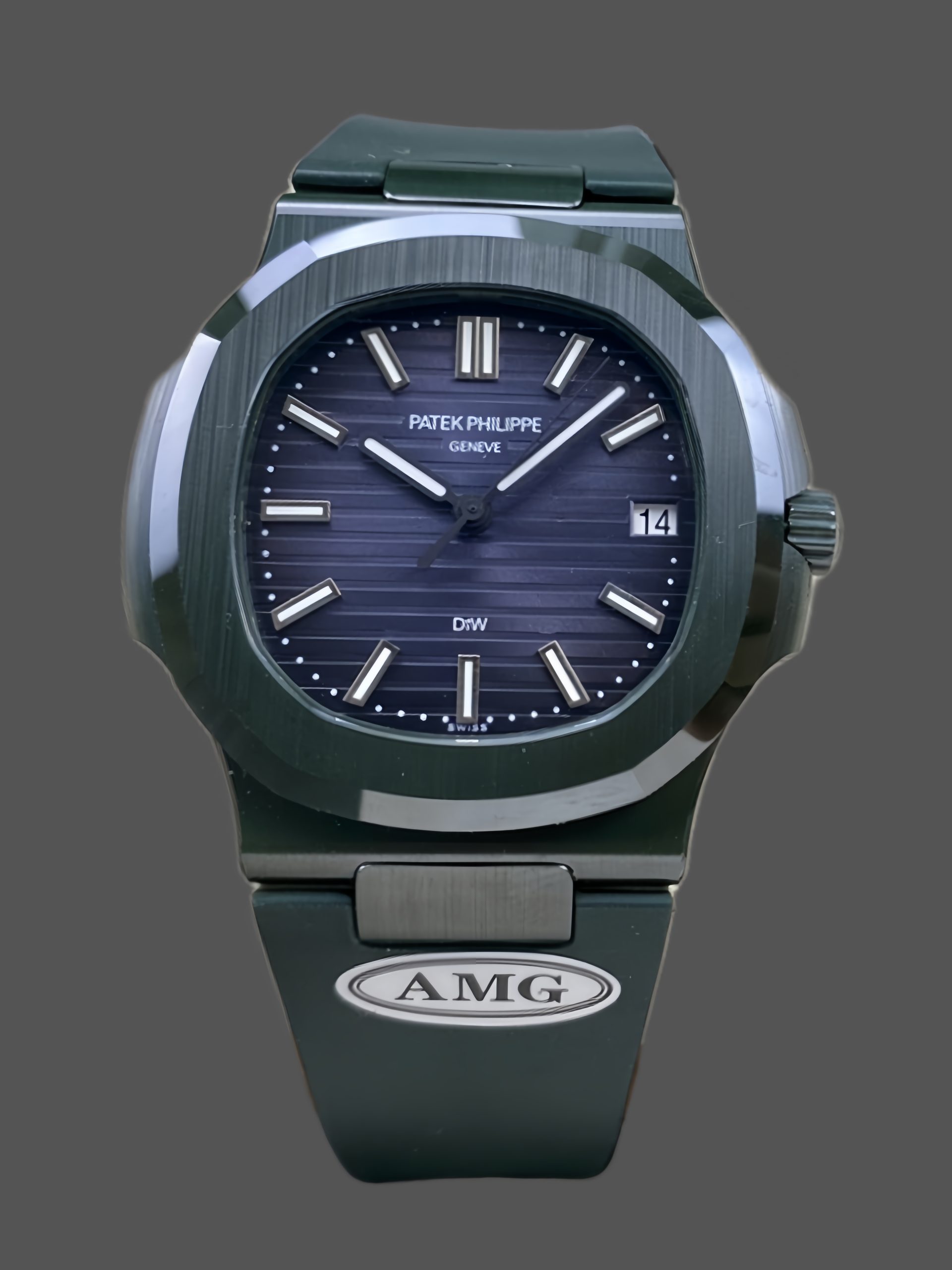 3CF3ADF2-6EEC-1891-409E-BFCDA8384D56 Patek Philippe Nautilus Green Rubber Blue Dial 5711 40MM Watch - Image 1
