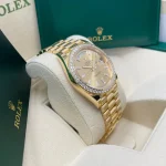 Rolex Day-Date 228348RBR Yellow Gold Diamond Bezel Champagne Diamond Dial - Image 5
