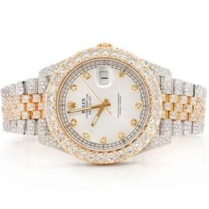 ICED OUT PRESIDENTIAL ROLEX DATEJUST II 41MM TWO TONE GOLD AUTOMATIC STAINLESS STEEL WATCH 22.00CT