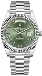 Rolex Day-Date 40 Platinum Olive Green Dial Men's Watch M228236-0008