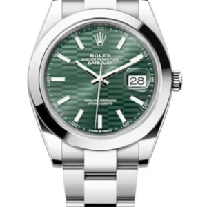 Rolex Datejust 41 Stainless Steel Mint Green Fluted-Motif Dial Men's Watch M126300-0021