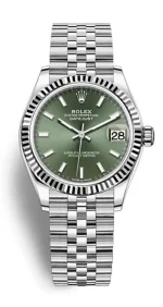 Rolex Datejust 31 Stainless Steel and White Gold Mint Green Dial Women's Watch M278274-0018