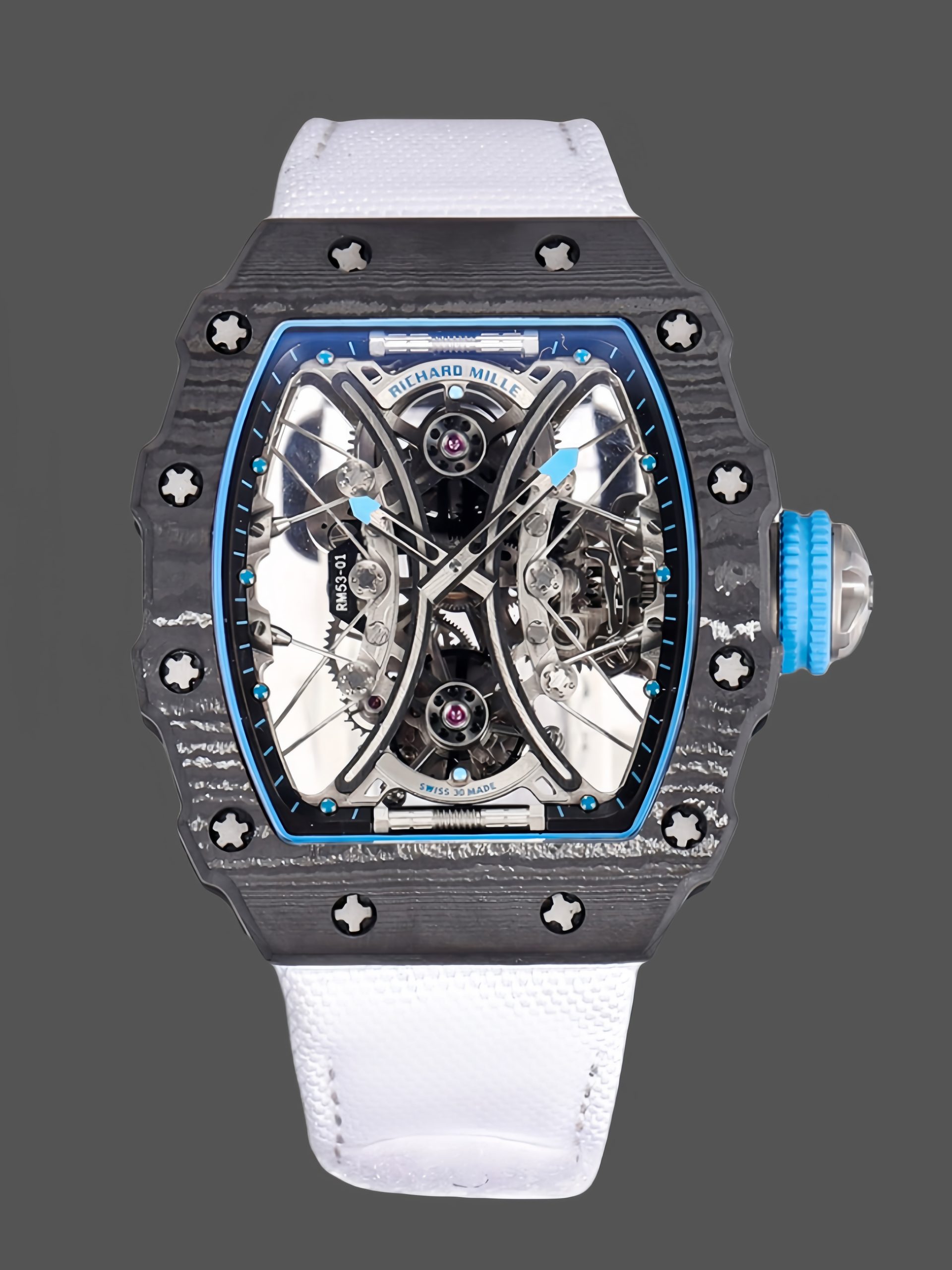 49DAF386-3C5C-8C95-0903-F47708676941 Richard Mille RM 53-01 Tourbillon Pablo Mac Donough White Fabric Strap - Image 1