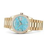 Rolex Day-Date 128348RBR Yellow Gold Diamond Bezel Turquoise Diamond Dial - Image 4