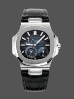 Patek Philippe Nautilus Moon Phases Rose & White Gold Slate Blue Sunburst 5712GR 001