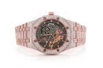 MOISSANITE AUDEMARS PIGUET SKELETON 41MM WATCH ROSE GOLD FULL ICED 24.00CT