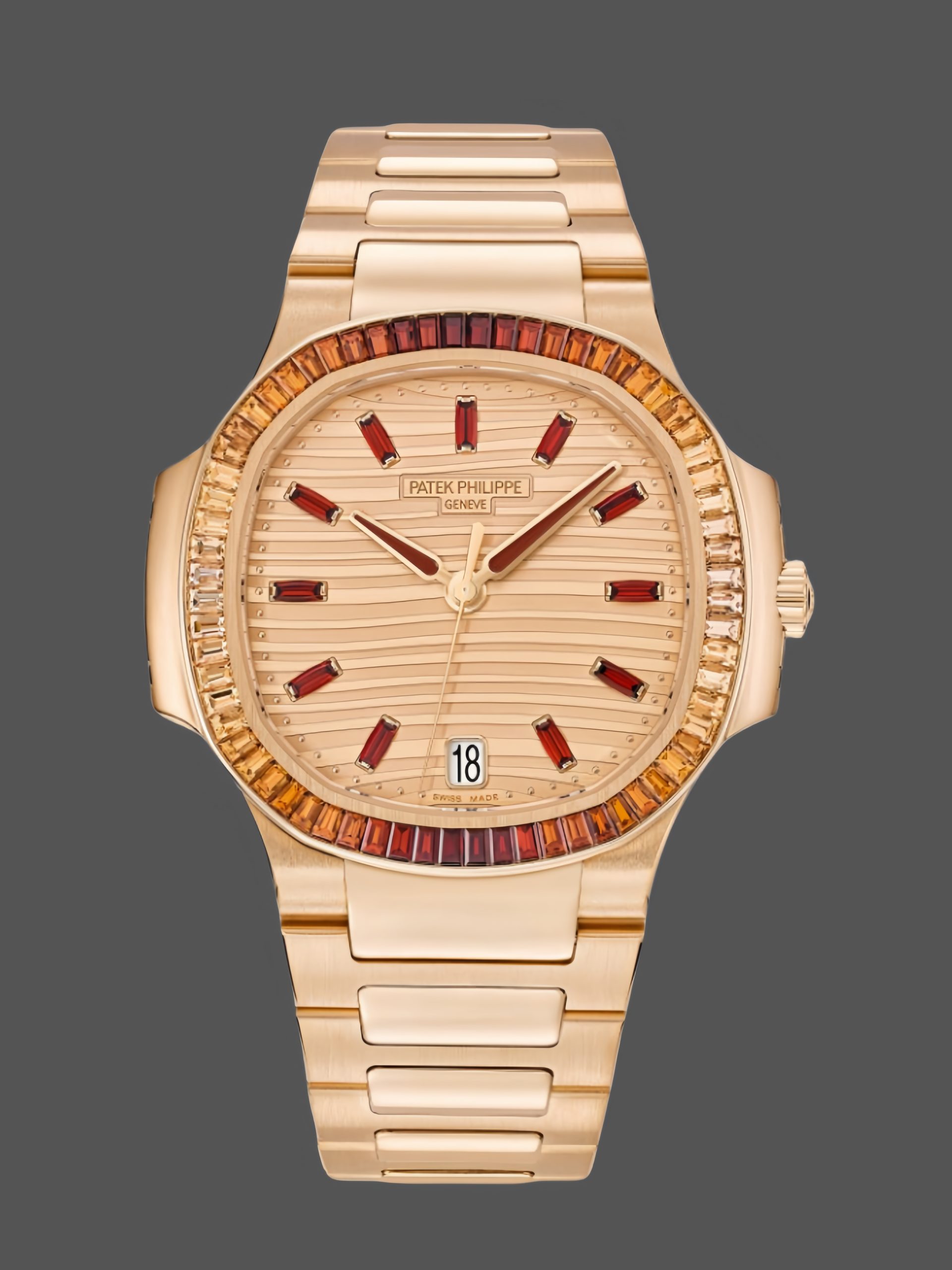 57F64746-A6F3-FB70-6908-4AB9807FA831 Patek Philippe Nautilus Ladies Rose Gold Gemset Bezel 7118 1300R 001 - Image 1