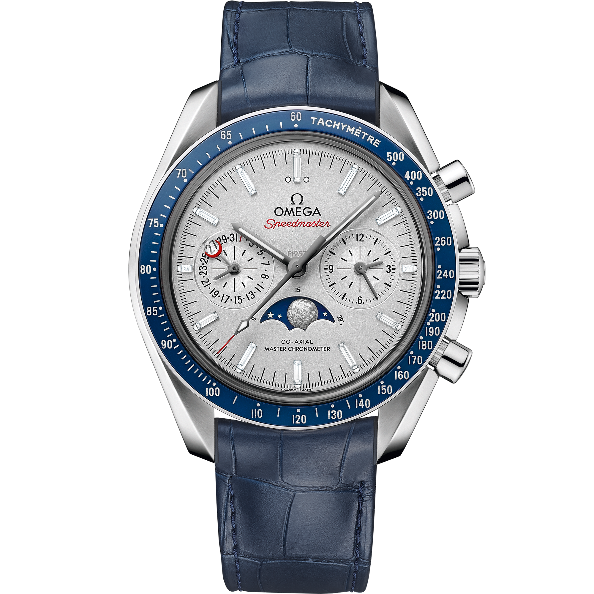 5972043C-601B-E7F4-0C3E-69EB3589C022 Speedmaster MoonPhase 44.25 mm Platinum leather strap - Image 1