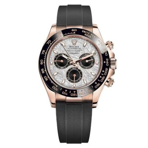 Rolex Daytona 18k Everose Gold Ceramic Bezel Meteorite Dial Oysterflex 116515LN-0055