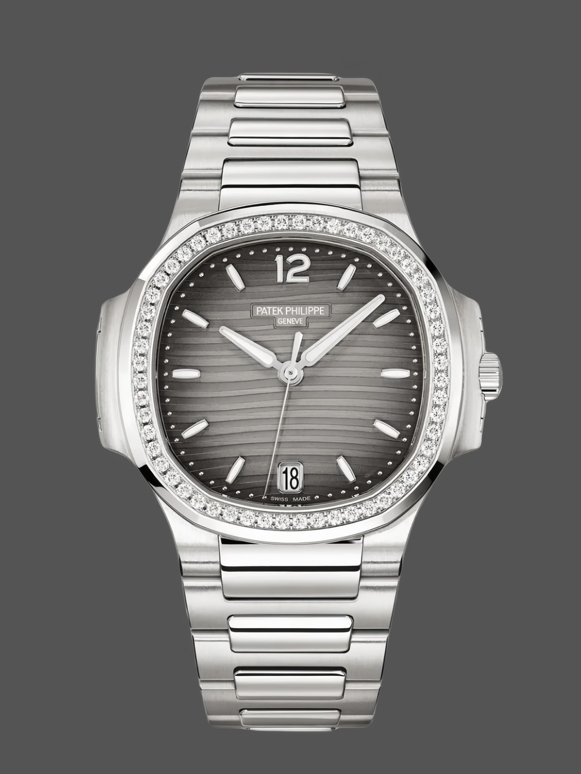 5AD7E167-7258-718F-7B1C-989D4D088117 Patek Philippe Nautilus Automatic Diamond Grey Dial 7118 1200A 011 35.2mm - Image 1