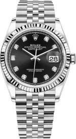 Rolex Datejust 36 Steel & White Gold Black Diamond Dial Women's Watch M126234-0027