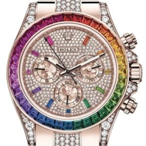 Rolex Cosmograph Everose Daytona Factory Diamond Rainbow Edition Ref# 116595RBOW)
