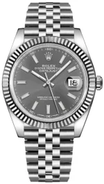 Rolex Datejust 41 Steel & White Gold Fluted Bezel Slate Dial Jubilee Men's Watch M126334-0014