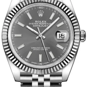 Rolex Datejust 41 Steel & White Gold Fluted Bezel Slate Dial Jubilee Men's Watch M126334-0014