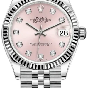 Rolex Datejust 31 Stainless Steel and White Gold Pink Diamond Dial Women's Watch M278274-0032