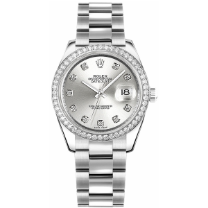 Rolex Datejust 31 Silver Diamond Oyster Bracelet Watch 178384-0017