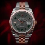Rolex Datejust 41 Steel and Everose Gold Wimbledon Green Dial Jubilee Men's Watch M126331-0016 - Image 7