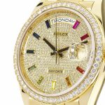 Rolex Day-Date Yellow Gold Diamond-Paved Dial Diamond Bezel Women's Watch M128348RBR-0030 - Image 4