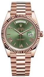 Rolex Day-Date 40 18k Everose Gold Olive Green Dial 60th Anniversary Men's Watch M228235-0025