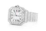 CARTIER WATCH DIAMOND FULL ICED MOISSANITE 40MM STEEL WHITE ROMAN DIAL - Image 2