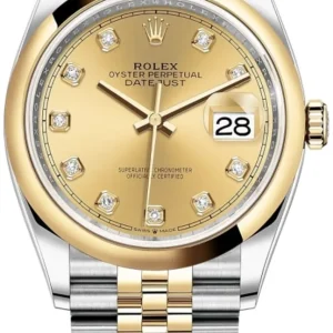 Rolex Datejust 36 Steel & Yellow Gold Champagne Diamond Dial Men's Watch M126203-0017
