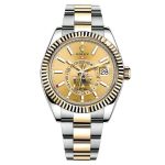 Rolex Sky-Dweller Automatic Men's 18kt Yellow Gold Champagne Dial Oyster Watch 330933-0001