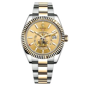 Rolex Sky-Dweller Automatic Men's 18kt Yellow Gold Champagne Dial Oyster Watch 330933-0001