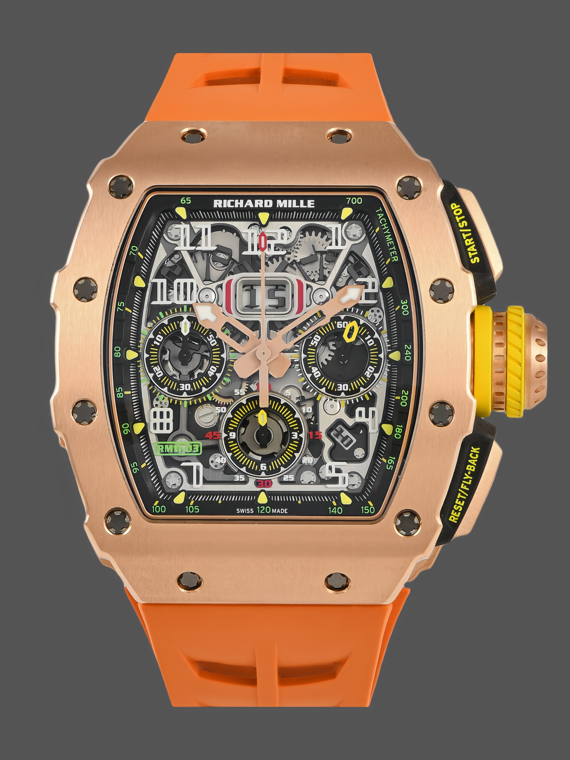 743EED0B-7600-F9A0-F03E-95C610015019 Richard Mille RM11-03 Orange Rubber Automatic Flyback Chronograph - Image 1