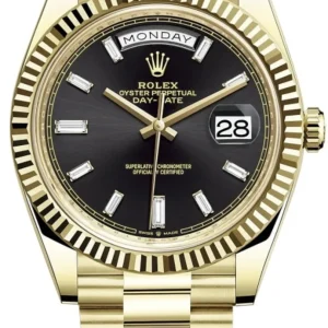 Rolex Day-Date 40 18K Yellow Gold Black Diamond Dial Men's Watch M228238-0004