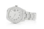 ROLEX DATEJUST ICED OUT 41MM SILVER AUTOMATIC STAINLESS STEEL WATCH FULL MOISSANITE 23.50CT - Image 2
