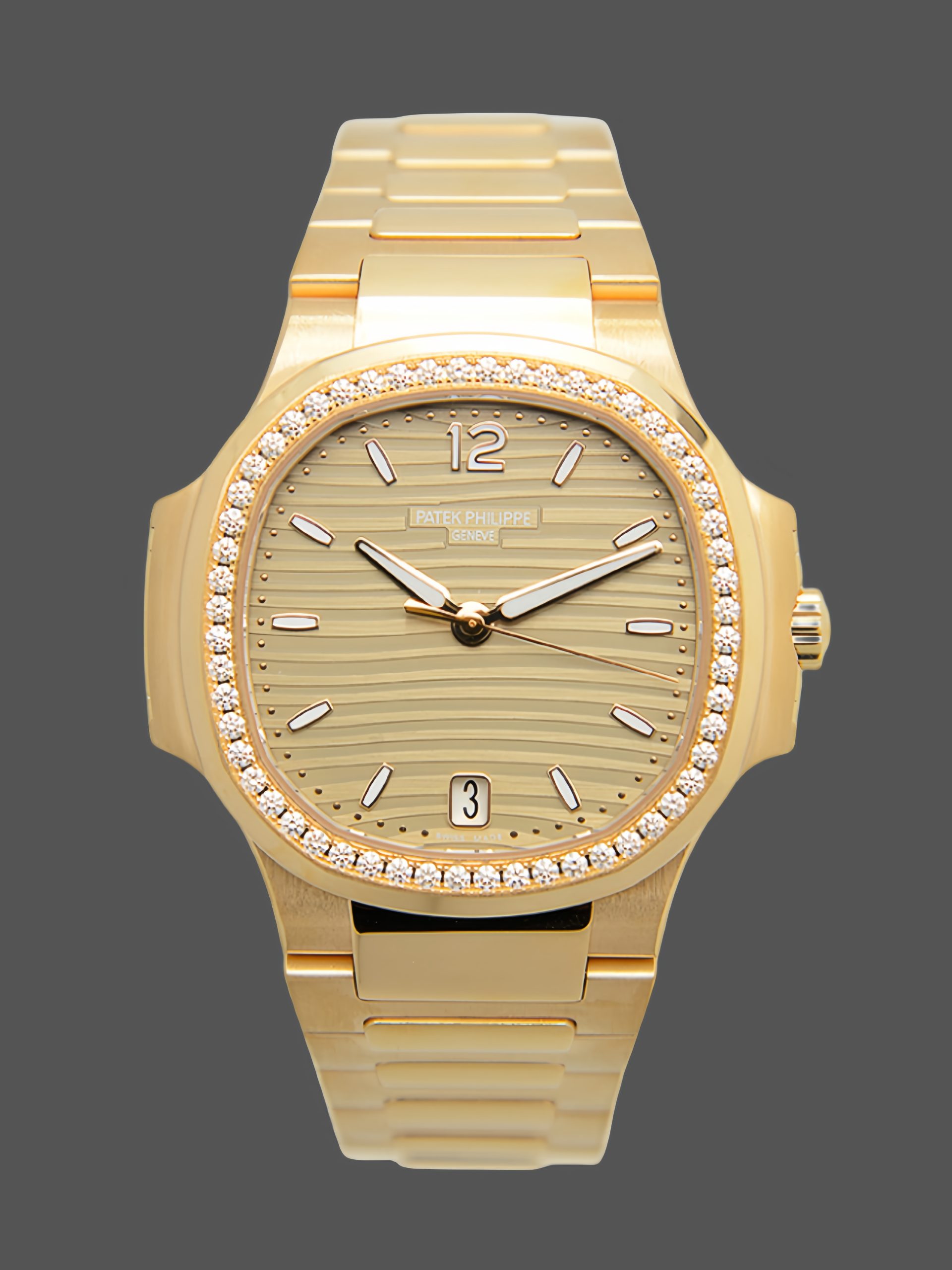793F9DEC-4EB1-84B5-CAC2-AB7EB9AF7284 Patek Philippe Ladies Nautilus Golden Dial Rose Gold 7118 1200R 010 - Image 1
