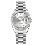 Rolex Datejust 31 Silver Diamond Oyster Bracelet Watch 178384-0017