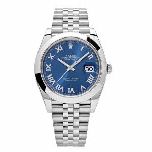 Rolex Datejust 41 Stainless Steel Blue Roman Dial Jubilee Bracelet Men's Watch M126300-0018